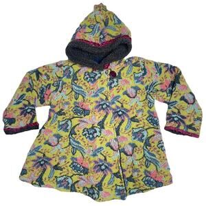 Corky & Company Wool Blend 3D Floral Coat WHood Zip‎ Up Ruffles Kids Size 8